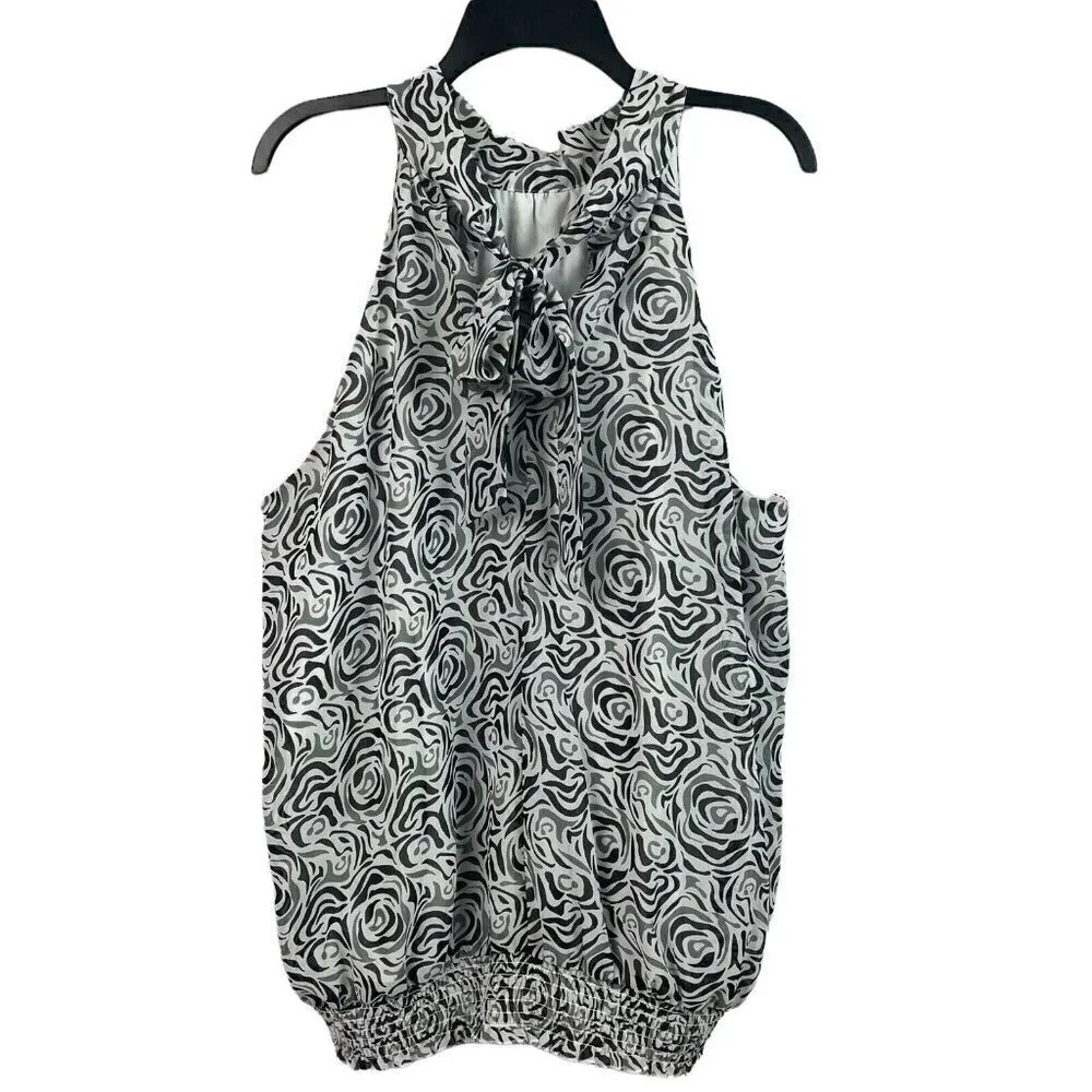 Lane Bryant Womens Lined Blouse Sleeveless Elastic Hem Black White 26/28W - Picture 5 of 8